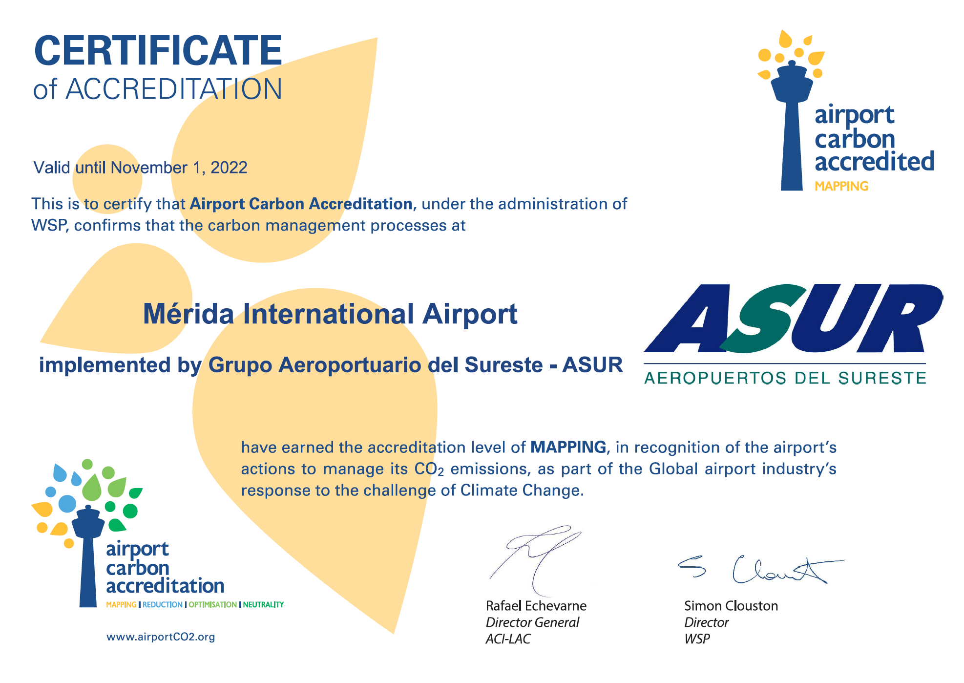 ASUR anuncia certificación bajo el programa Airport Carbon Accreditation