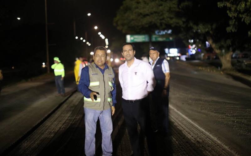 Revisa el Gobernador Mauricio Vila Dosal avances de la tercera etapa de repavimentación de los kilómetros más críticos del Periférico de Mérida