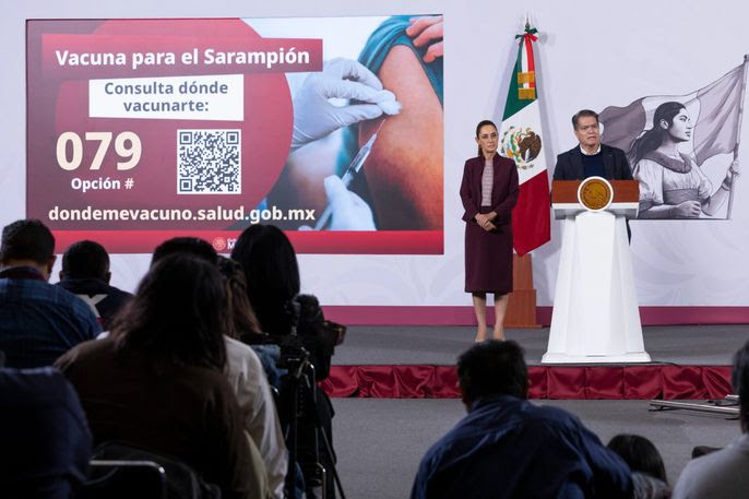 Hay vacunas suficientes contra el sarampión; la meta es llegar a 2.5 millones de dosis aplicadas por semana: Claudia Sheinbaum